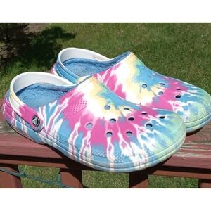 Crocs Classic Tie Dye Lined Clog Blue Pink White Shoes Sz Womens 12 Mens‎ 10
